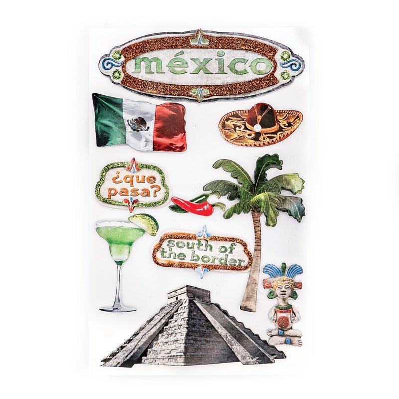 Paper House Productions STDM-0021E 3D Cardstock Stickers, Mexico - Image 1