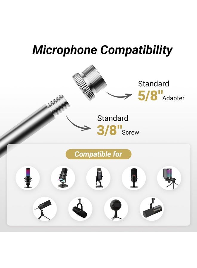 TONOR Microphone Stand Extension Arm, Studio Suspension Scissor Boom Arm with Pop Filter, 3/8" to 5/8" Adapter, Mic Clip, Upgraded Heavy Duty Clamp for Blue Yeti Snowball Ice and Other Mics(T30) - Image 5