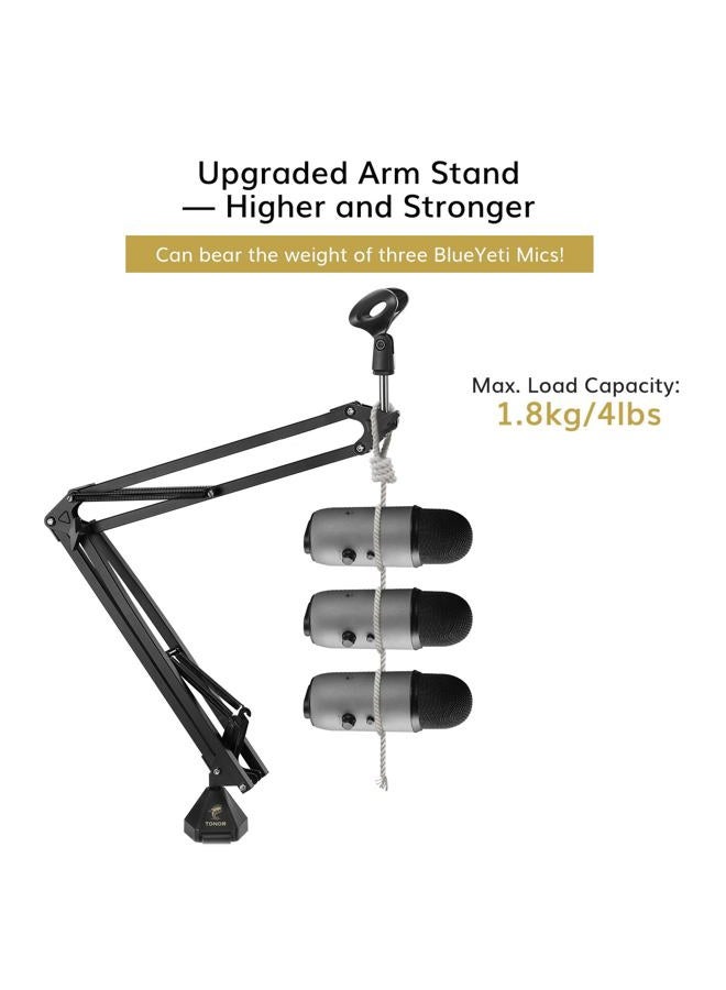 TONOR Microphone Stand Extension Arm, Studio Suspension Scissor Boom Arm with Pop Filter, 3/8" to 5/8" Adapter, Mic Clip, Upgraded Heavy Duty Clamp for Blue Yeti Snowball Ice and Other Mics(T30) - Image 3