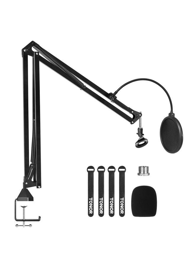 TONOR Microphone Stand Extension Arm, Studio Suspension Scissor Boom Arm with Pop Filter, 3/8" to 5/8" Adapter, Mic Clip, Upgraded Heavy Duty Clamp for Blue Yeti Snowball Ice and Other Mics(T30) - Image 1