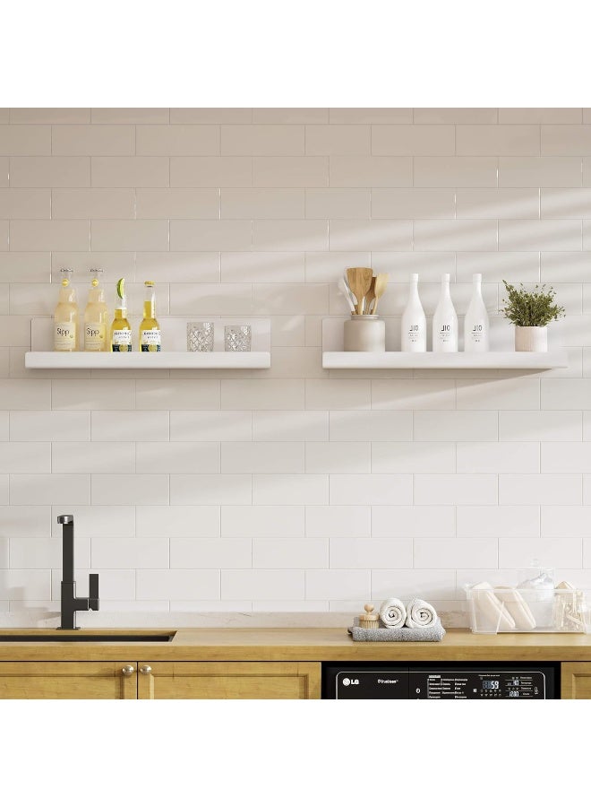 TPGP Wall Shelf, No Drilling, Set of 4, White Acrylic Wall Shelves for Books and Photos, Home Decoration, Floating Shelf for Kitchen, Bathroom, Office, Living Room - Image 2