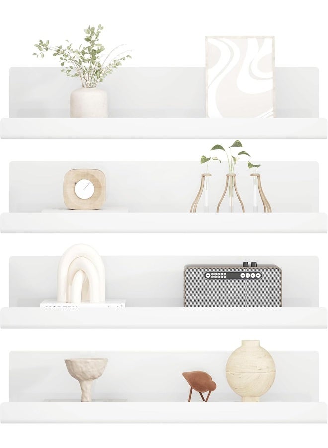 TPGP Wall Shelf, No Drilling, Set of 4, White Acrylic Wall Shelves for Books and Photos, Home Decoration, Floating Shelf for Kitchen, Bathroom, Office, Living Room - Image 1