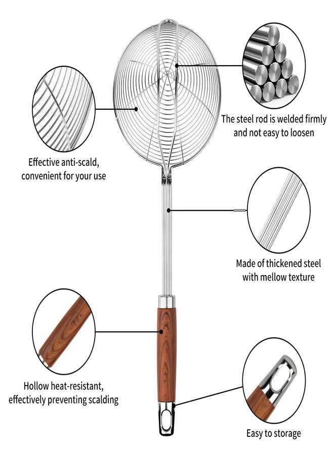 ChefBee 5.3" Spider Strainer Skimmer Spoon with Handle, Stainless Steel Wire Strainer Ladle for Cooking and Frying, Kitchen Utensils Slotted Pasta Spoon, Fryer Scoop - Image 3