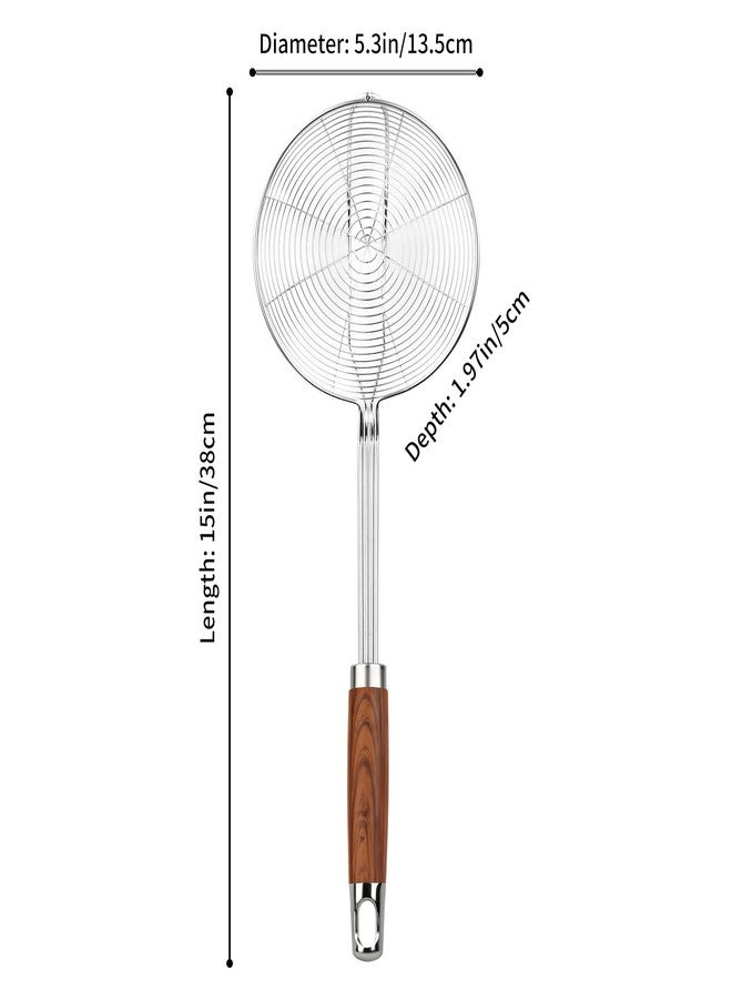 ChefBee 5.3" Spider Strainer Skimmer Spoon with Handle, Stainless Steel Wire Strainer Ladle for Cooking and Frying, Kitchen Utensils Slotted Pasta Spoon, Fryer Scoop - Image 2