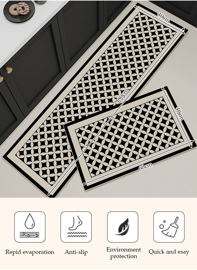 DUNISO - Diatom Mud Kitchen Mat Set, Contemporary Style, Anti-Skidding Rubber Grip, Washable, Oil and Water resistant, Easy to clean Mats for Kitchen, Floor 40*60cm/40*120cm - Image 1