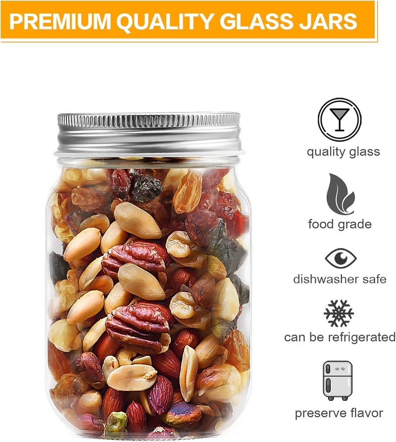 Rainforce 12oz Glass Jars With Lids Regular Mouth 20 Pack -Mason Jars 12 oz For Crafts, Meal Prep, Canning Jars For Food Storage Frascos De Vidrio Con Tapa Para Conservas-with 20 Chalkboard Stickers-Silver Lid - Image 3