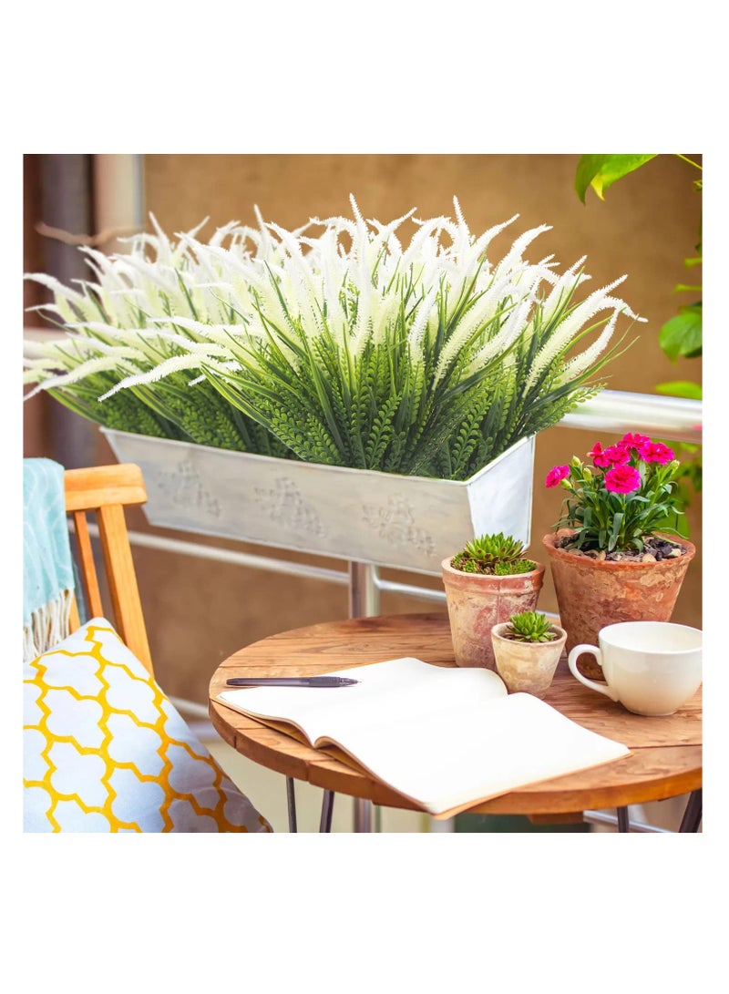 10-Pack UV Resistant Artificial Plants with Flowers, High-Quality Outdoor Fake Grass, Perfect for Indoor and Outdoor Decoration in Gardens, Porches, and Window Boxes (White) - Image 5