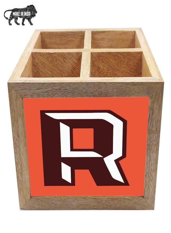 Nutcase Wooden Cutlery Stand Holder Silverware Caddy Spoons Forks Knives Organizer for Dining Table & Kitchen -Made in India-Spoons NOT Included - Letter R - Image 5
