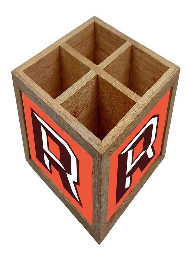 Nutcase Wooden Cutlery Stand Holder Silverware Caddy Spoons Forks Knives Organizer for Dining Table & Kitchen -Made in India-Spoons NOT Included - Letter R - Image 2