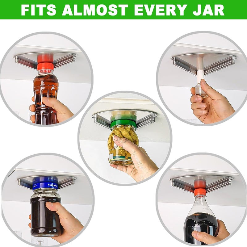 IPOVIPO Latest Jar Opener - Under Cabinet Jar Openers for Seniors With Arthritis or Weak Hands - Under Counter Can Opener-Jar Lid & Bottle Cap Opener Tool - All Stainless Steel Material - Image 2