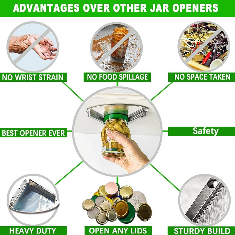 IPOVIPO Latest Jar Opener - Under Cabinet Jar Openers for Seniors With Arthritis or Weak Hands - Under Counter Can Opener-Jar Lid & Bottle Cap Opener Tool - All Stainless Steel Material - Image 5
