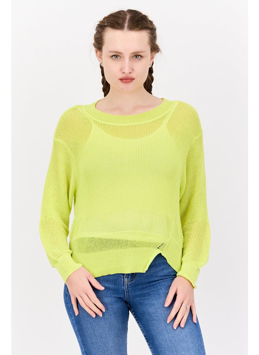 Women Crew Neck Long Sleeves Knitted Top, Green - pzsku/Z6AB812CEAA99C26B9B13Z/45/_/1737641872/c63f191c-69f4-40d3-b782-e8f118ae9b94