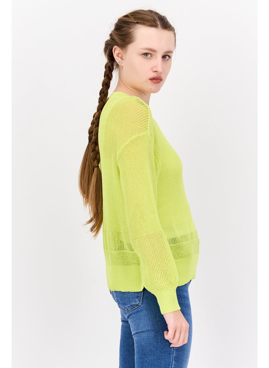 Women Crew Neck Long Sleeves Knitted Top, Green - pzsku/Z6AB812CEAA99C26B9B13Z/45/_/1737641944/4f9d7304-b254-40b1-ae1b-92d6c14f9016