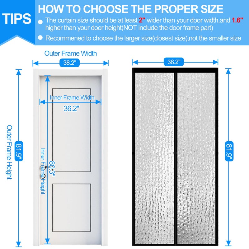 RELIANCER Magnetic Thermal Insulated Door Curtain,Waterproof EVA Door Cover,Fit Doors Size Up to 36"x80",Temperature Protection Insulated Doorway Curtain Partition,Patio Self-Closing Doors Net Screen - Image 2