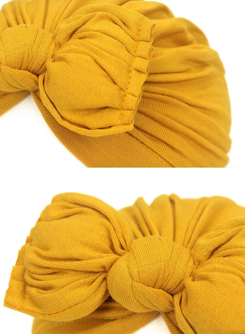 5 Pcs Big Bow Knot Turban Beanie Caps Cotton Newborn Baby Hat  - Image 4