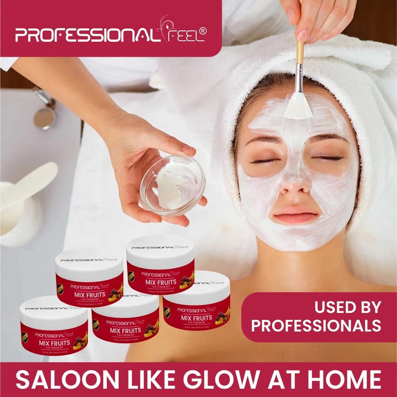 Professional Feel Mix Fruit Facial With Face Massager 150 G Glowing Blemish Free Skin With Papaya Cucumber Peach Orange Peel Extracts Glowing At Home Facial Kit - Image 2