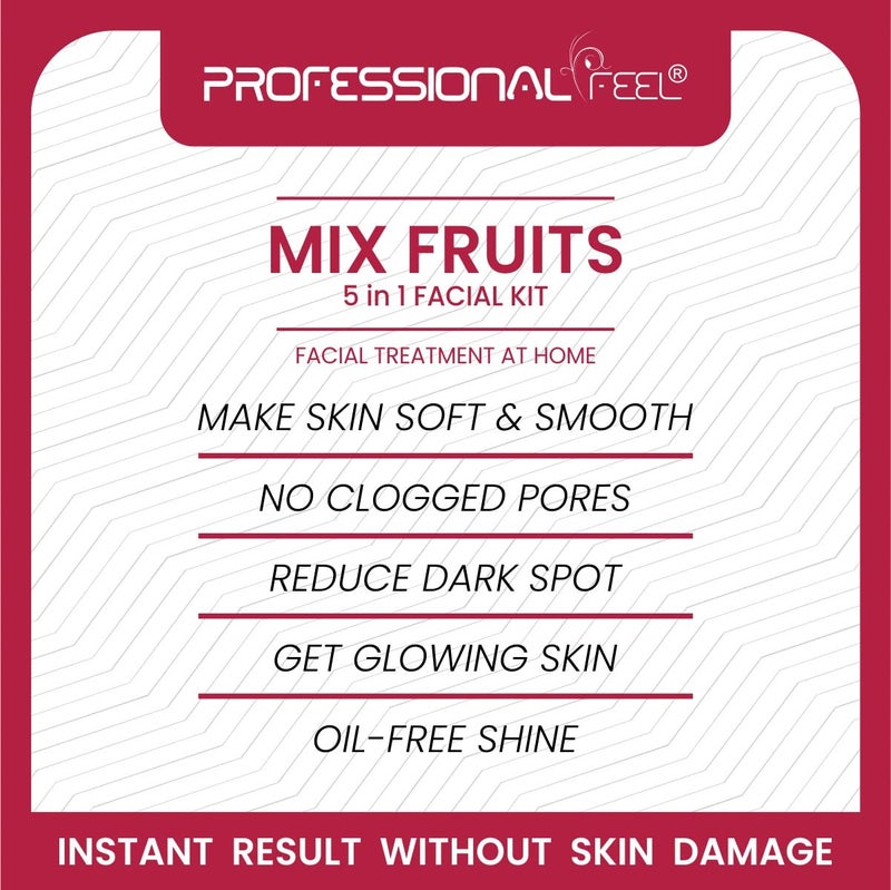 Professional Feel Mix Fruit Facial With Face Massager 150 G Glowing Blemish Free Skin With Papaya Cucumber Peach Orange Peel Extracts Glowing At Home Facial Kit - Image 4