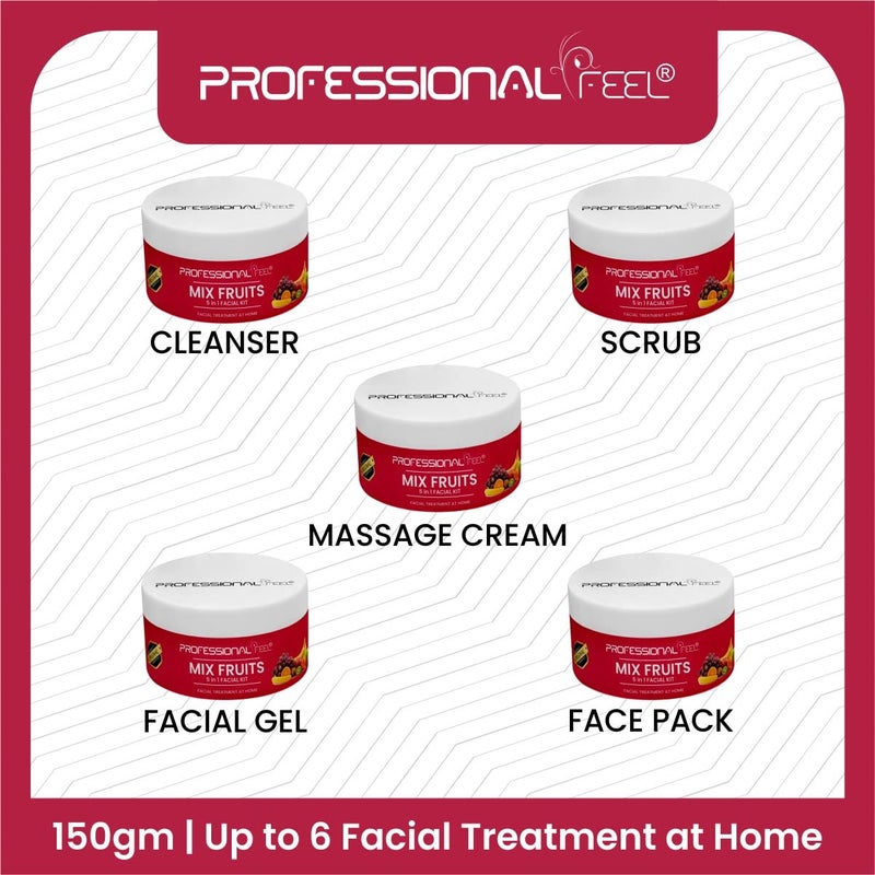 Professional Feel Mix Fruit Facial With Face Massager 150 G Glowing Blemish Free Skin With Papaya Cucumber Peach Orange Peel Extracts Glowing At Home Facial Kit - Image 3