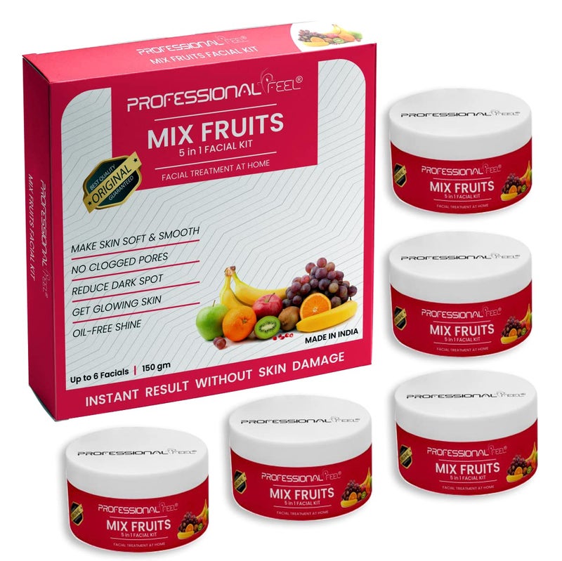 Professional Feel Mix Fruit Facial With Face Massager 150 G Glowing Blemish Free Skin With Papaya Cucumber Peach Orange Peel Extracts Glowing At Home Facial Kit - Image 5