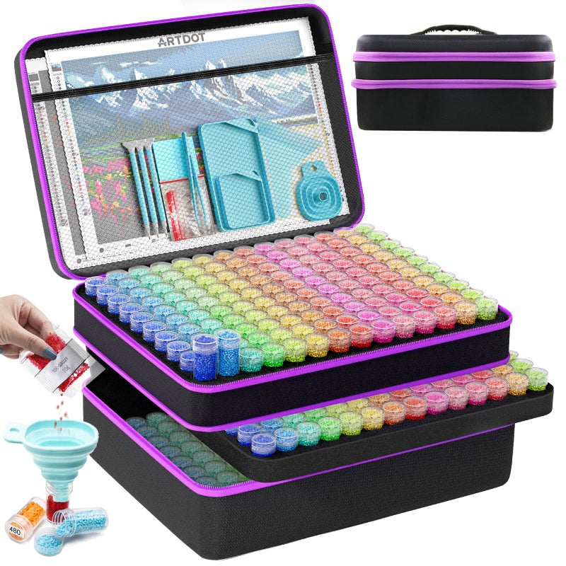 ARTDOT 420 Slots Storage Container for Diamond Art Kits for Adults,Portable Bead Storage Boxes for Diamond Painting Accessories and Tools - Image 1