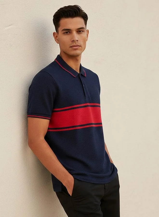 Splash FAV Men Short Sleeves Striped Polo T-shirt