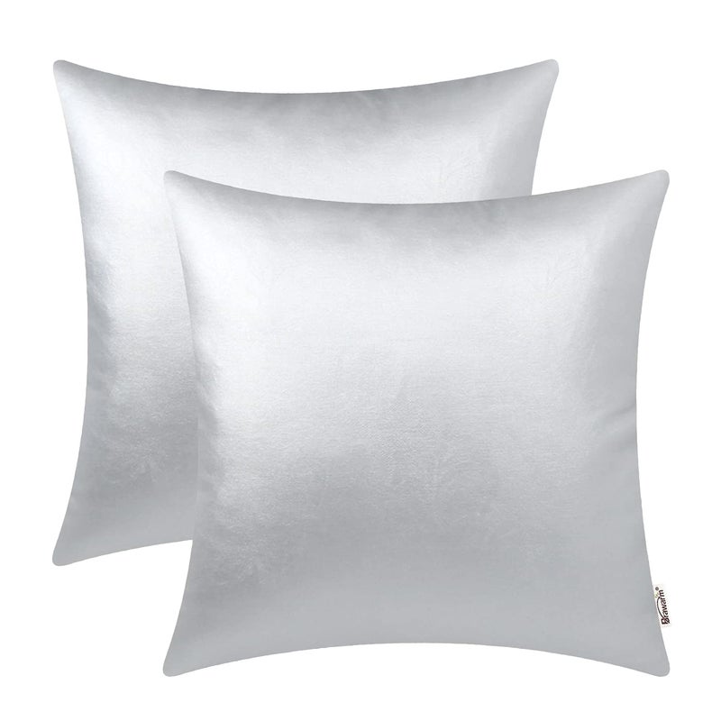 BRAWARM Faux Leather Throw Pillow Covers 16 X 16 Inches  Silver Leather Pilow Covers Pack of 2 Solid Dyed Leather Pillowcases for Couch Bed Sofa Garden Home Decorative