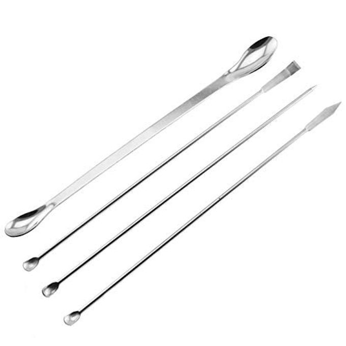 Maxmoral 1 Set Stainless Steel Micro Lab Sampling Scoop Spatulas Combination Reagent Spoon Laboratory Supplies (Pack of 4) - Image 4
