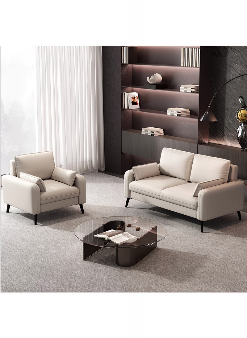 Taimi - Modern Sofa Scandinavian Style with Supportive Back Cushion, Comfortable Wide Seat and Soft Armrest High Quality for Living Room, Bedroom, Office and Salon, Sofa 2-Seater Beige - 120CM - Image 1