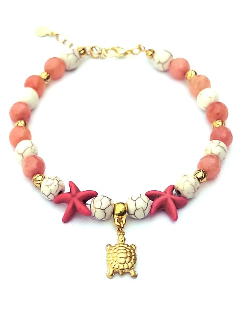 Alwan Long Size Anklet with a Turtle and 2 Starfish for Women - Image 1