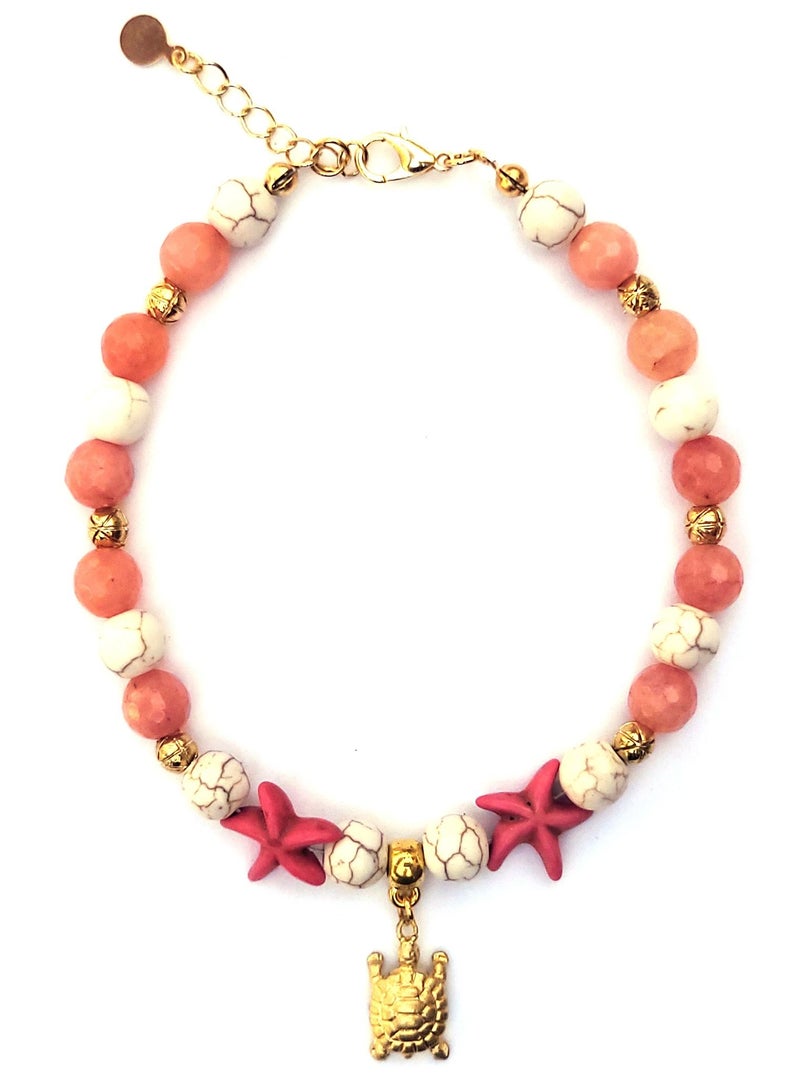 Alwan Long Size Anklet with a Turtle and 2 Starfish for Women - Image 2