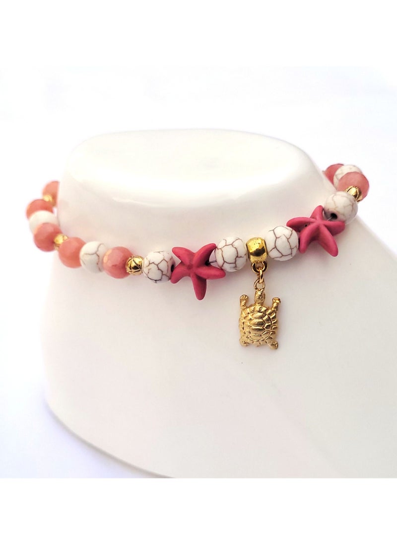 Alwan Long Size Anklet with a Turtle and 2 Starfish for Women - Image 3