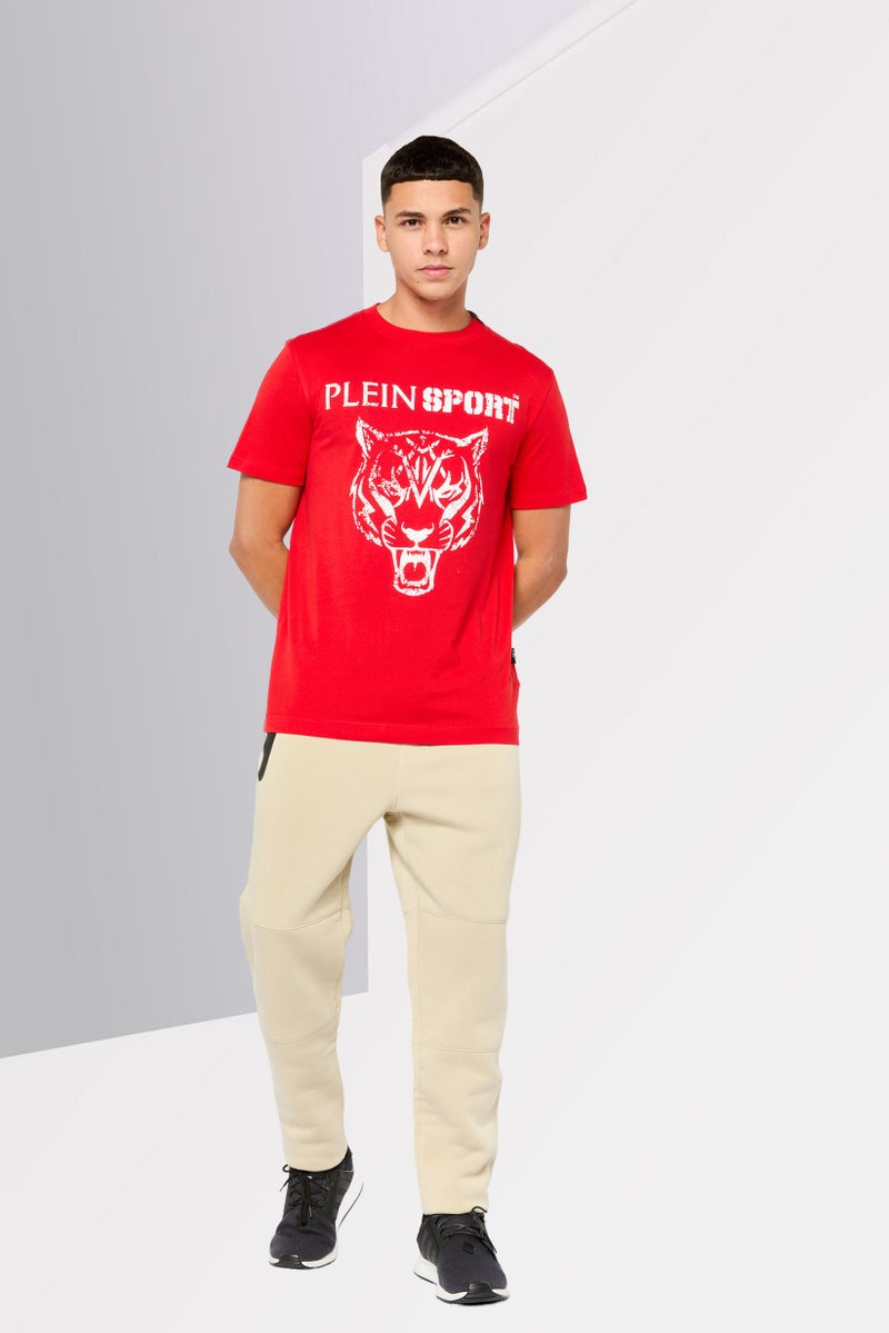 PHILIPP PLEIN Plein Sport Men Sportswear Fit Short Sleeves Outdoor T-Shirt, Red - Image 2