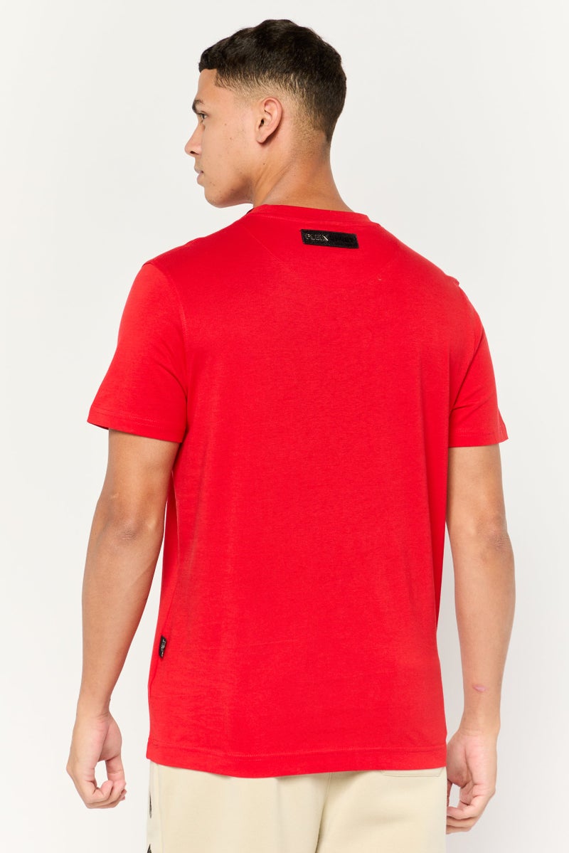 PHILIPP PLEIN Plein Sport Men Sportswear Fit Short Sleeves Outdoor T-Shirt, Red - Image 4