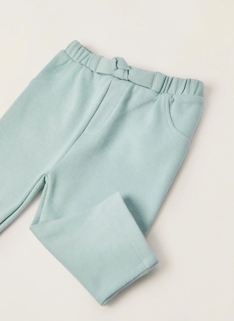 زيبي Cotton Joggers for Newborn Baby Girls, Aqua Green
