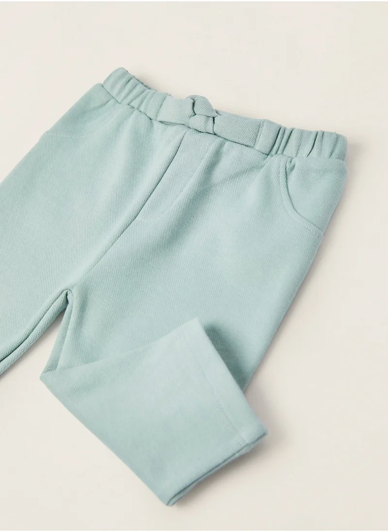 زيبي Cotton Joggers for Newborn Baby Girls, Aqua Green