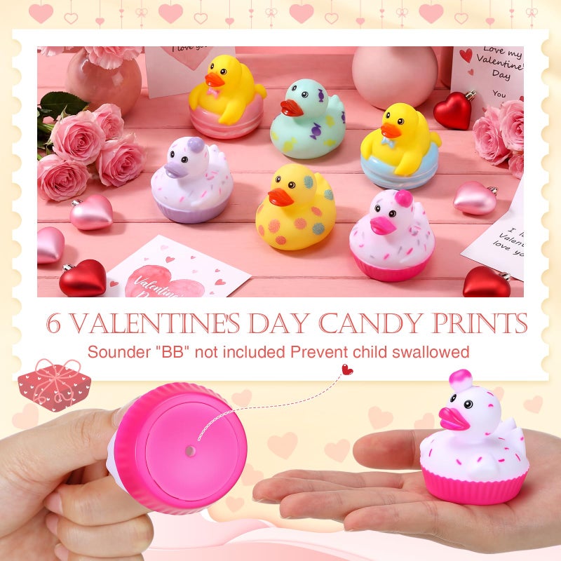 Vinsot 24 Pcs Valentine's Day Candy Rubber Ducks in Bulk Easter Cruise Rubber Ducks Cute Kids Classroom Exchange Gifts Toy Colorful Small Baby Shower Birthday Party Easter Gift (Valentine's Day Candy) - Image 5