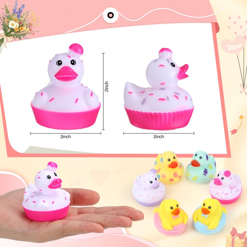Vinsot 24 Pcs Valentine's Day Candy Rubber Ducks in Bulk Easter Cruise Rubber Ducks Cute Kids Classroom Exchange Gifts Toy Colorful Small Baby Shower Birthday Party Easter Gift (Valentine's Day Candy) - Image 2
