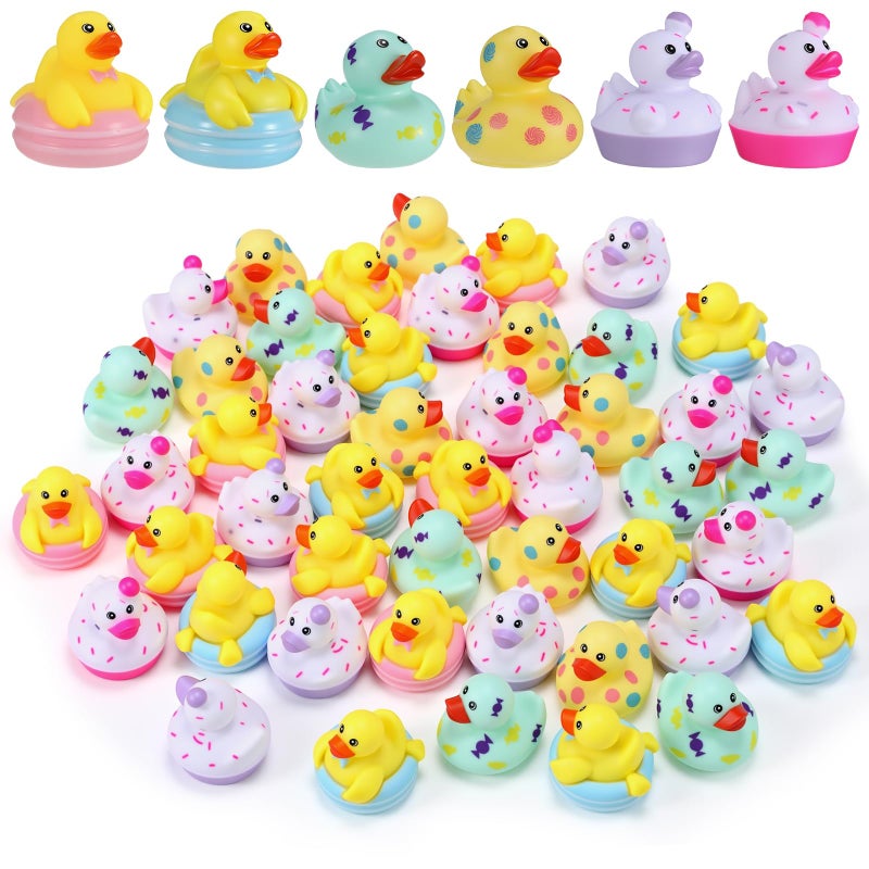 Vinsot 24 Pcs Valentine's Day Candy Rubber Ducks in Bulk Easter Cruise Rubber Ducks Cute Kids Classroom Exchange Gifts Toy Colorful Small Baby Shower Birthday Party Easter Gift (Valentine's Day Candy) - Image 1