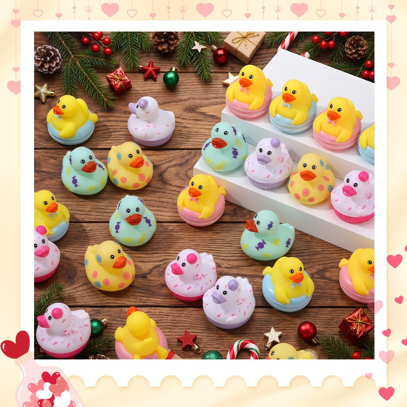 Vinsot 24 Pcs Valentine's Day Candy Rubber Ducks in Bulk Easter Cruise Rubber Ducks Cute Kids Classroom Exchange Gifts Toy Colorful Small Baby Shower Birthday Party Easter Gift (Valentine's Day Candy) - Image 4