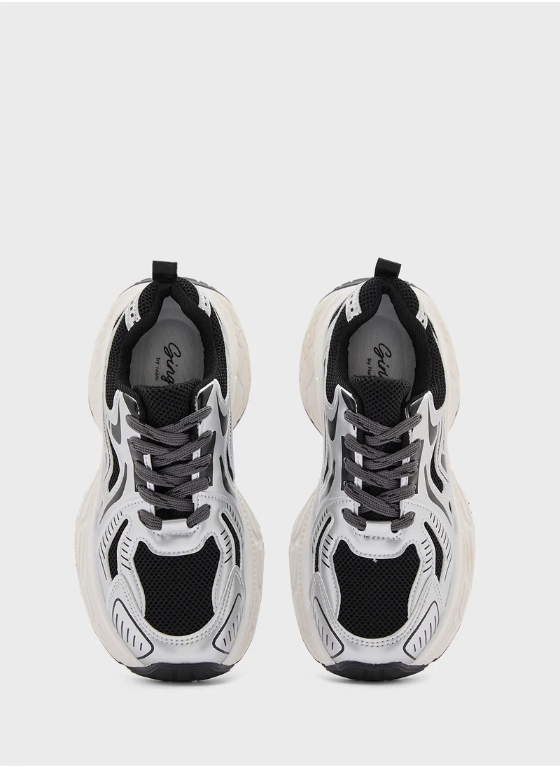 Ginger Mix Material Metallic Sneakers