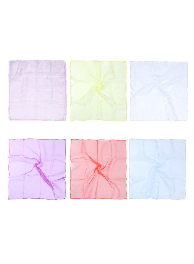 60*60 Style Gauze Dance Scarf Solid Color Nylon Versatile Magic Children's Performance Props Sailor Dance Silk Scarf-Color:Powder/yellow/white/purple/red/light Blue-Specifications:60cm*60cm  - Image 1