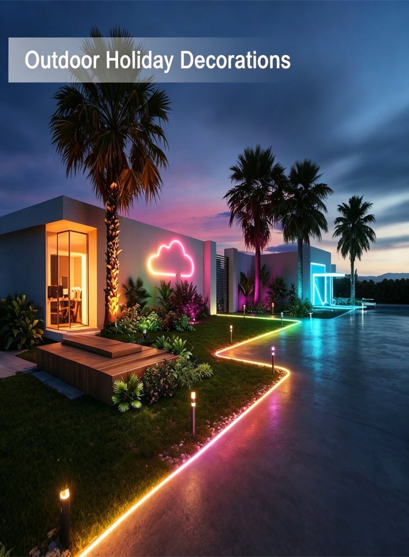 دراكلاو شريط إضاءة LED نيون RGB بطول 5 أمتار - 16 مليون لون، تحكم عبر التطبيق وجهاز التحكم عن بُعد، مزامنة مع الموسيقى، مؤقت، حبل إضاءة مرن ومقاوم للماء؛ مثالي للغرف، ومناطق الألعاب، والحفلات، والديكورات اليدوية. - Image 4