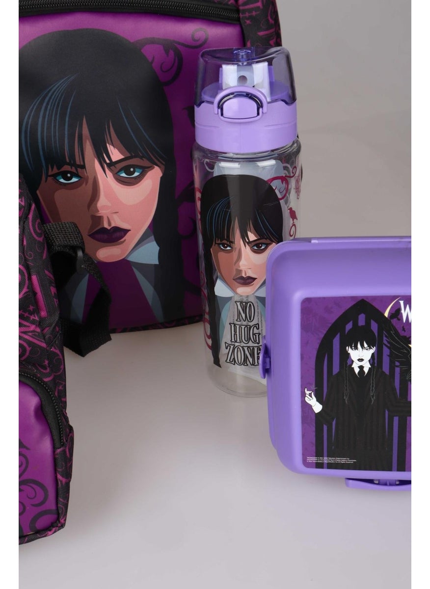 Wednesday - New Season Licensed Full School Bag, Pen Bag, Lunch Bag, Lunch Box and 700 ml Water Bottle School Set - Image 1