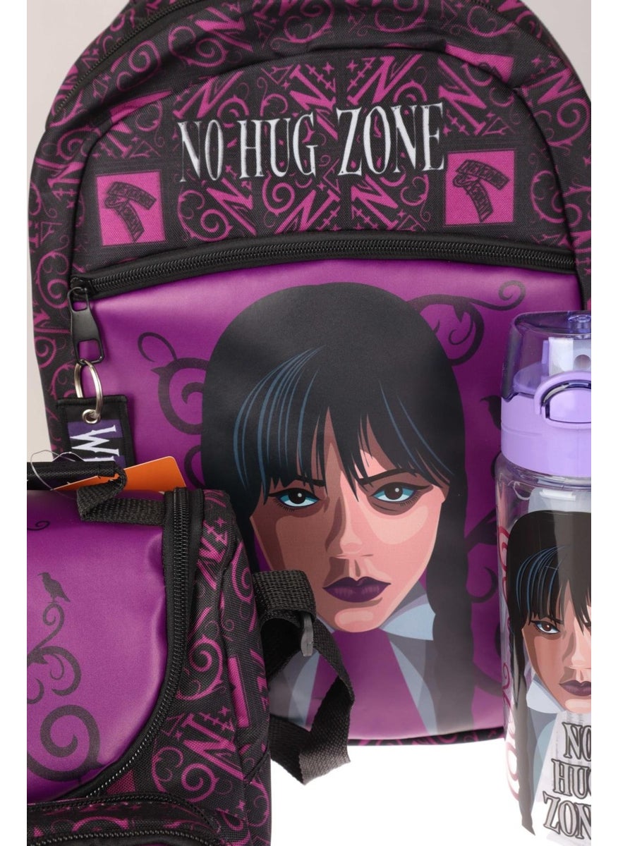 Wednesday - New Season Licensed Full School Bag, Pen Bag, Lunch Bag, Lunch Box and 700 ml Water Bottle School Set - Image 1