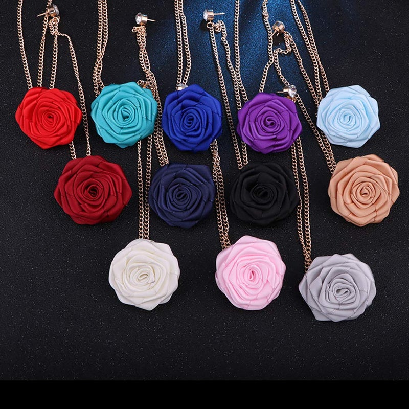 MXUHUI Fashion Bridegroom Wedding Brooches Cloth Art Hand-Made Rose Flower Brooch Lapel Pin Badge Tassel Chain Men's Suit Accessories (White) - Image 5