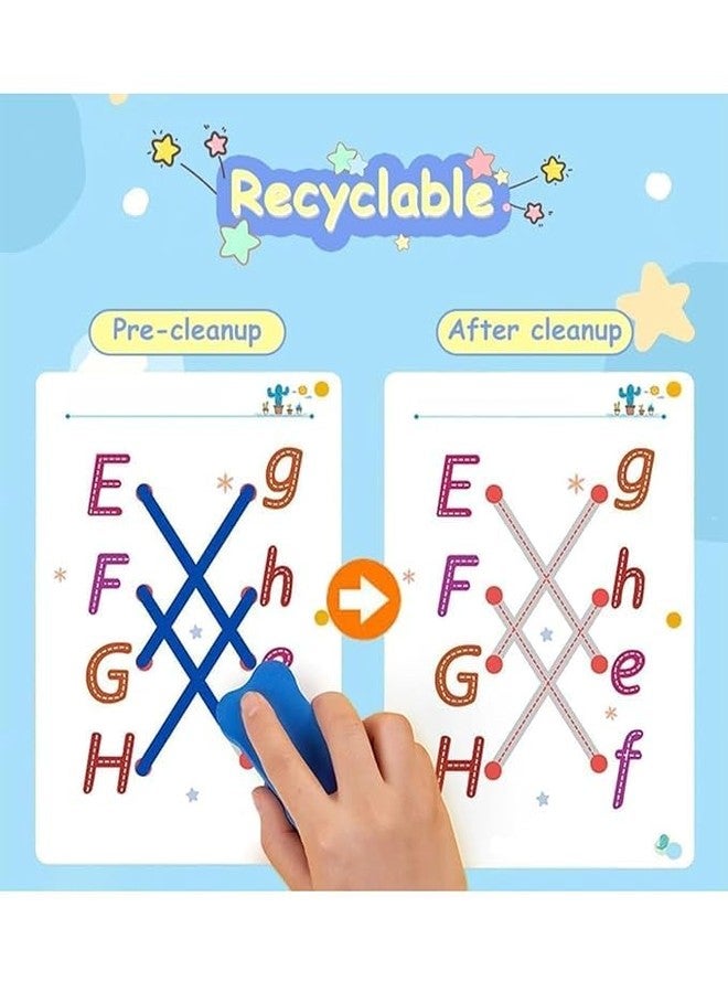 Mokvee Reusable Workbook for Kids – 64 Pages Handwriting Practice & Pen Control Book with Disappearing Ink Pen – Learn Letters, Numbers, Lines, Shapes & Patterns – Preschool & Early Learning book - Image 5