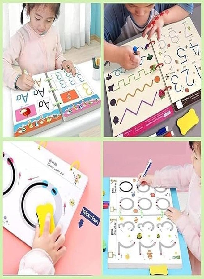 Mokvee Reusable Workbook for Kids – 64 Pages Handwriting Practice & Pen Control Book with Disappearing Ink Pen – Learn Letters, Numbers, Lines, Shapes & Patterns – Preschool & Early Learning book - Image 3