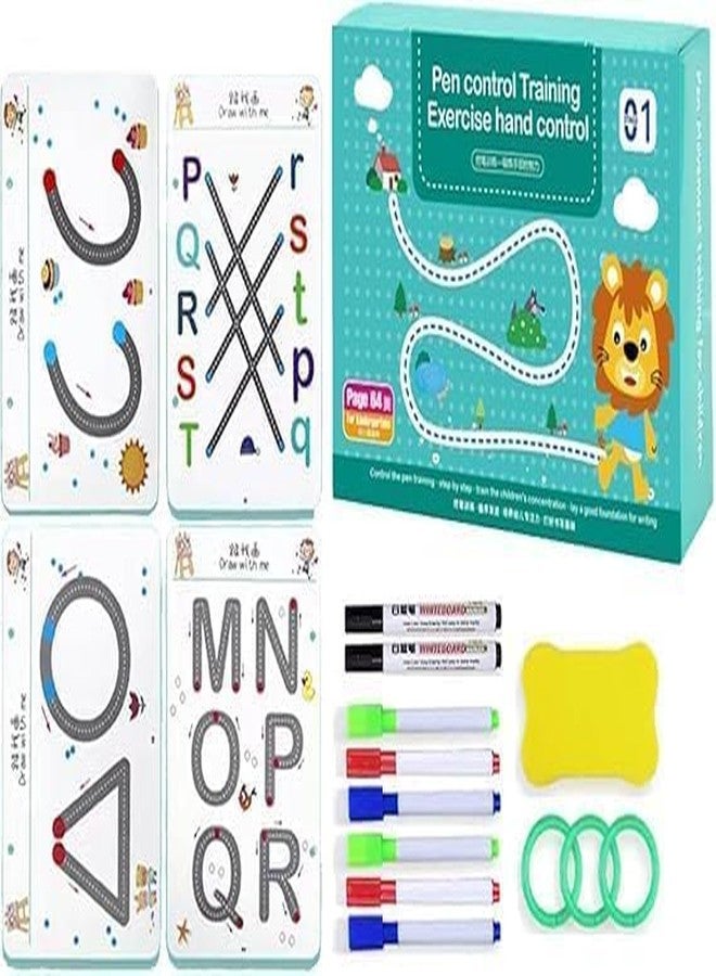 Mokvee Reusable Workbook for Kids – 64 Pages Handwriting Practice & Pen Control Book with Disappearing Ink Pen – Learn Letters, Numbers, Lines, Shapes & Patterns – Preschool & Early Learning book - Image 1