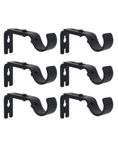 Curtain Rod Bracket Adjustable Fits up to 1 inch Curtain Rod Set of 6 Sturdy Extendable Curtain Rod Holder Metal Single Rod Bracket for Wall Black