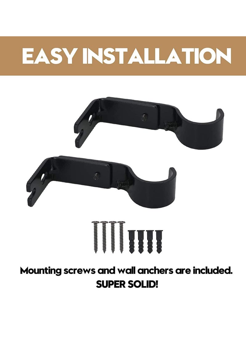 KASTWAVE - Curtain Rod Bracket Adjustable Fits up to 1 inch Curtain Rod Set of 6 Sturdy Extendable Curtain Rod Holder Metal Single Rod Bracket for Wall Black - Image 1